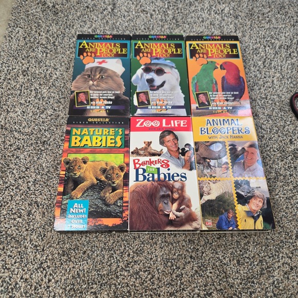 Questar Other - Vintage Animal VHS Lot 6 Tapes Animals Are People Too Jack Hanna Nature Babies